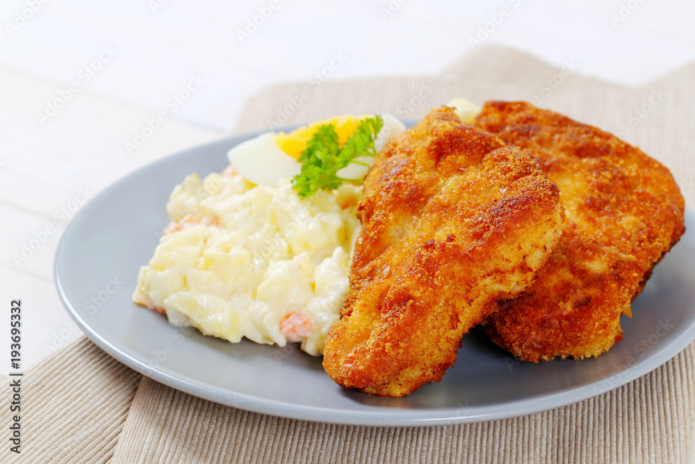 schnitzels with potato salad schnitzels with potato salad