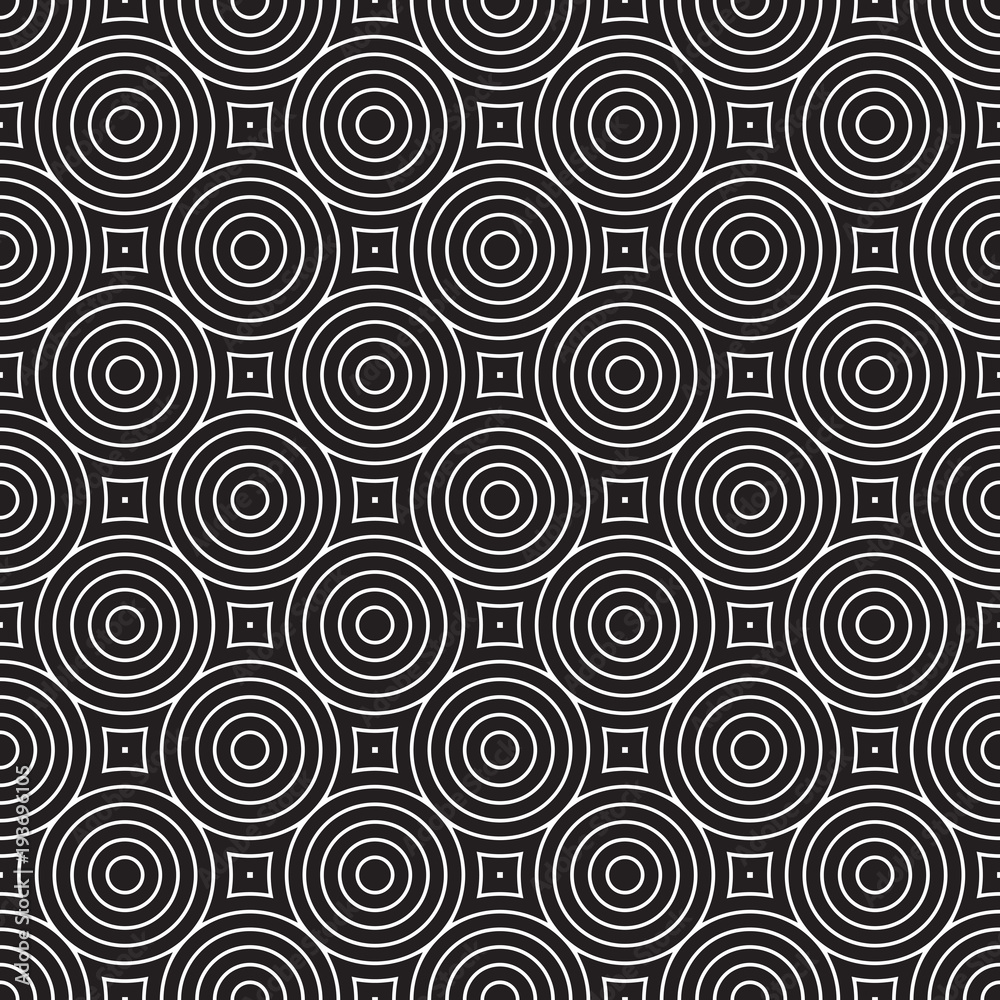 Seamless concentric circle link abstract geometric pattern background