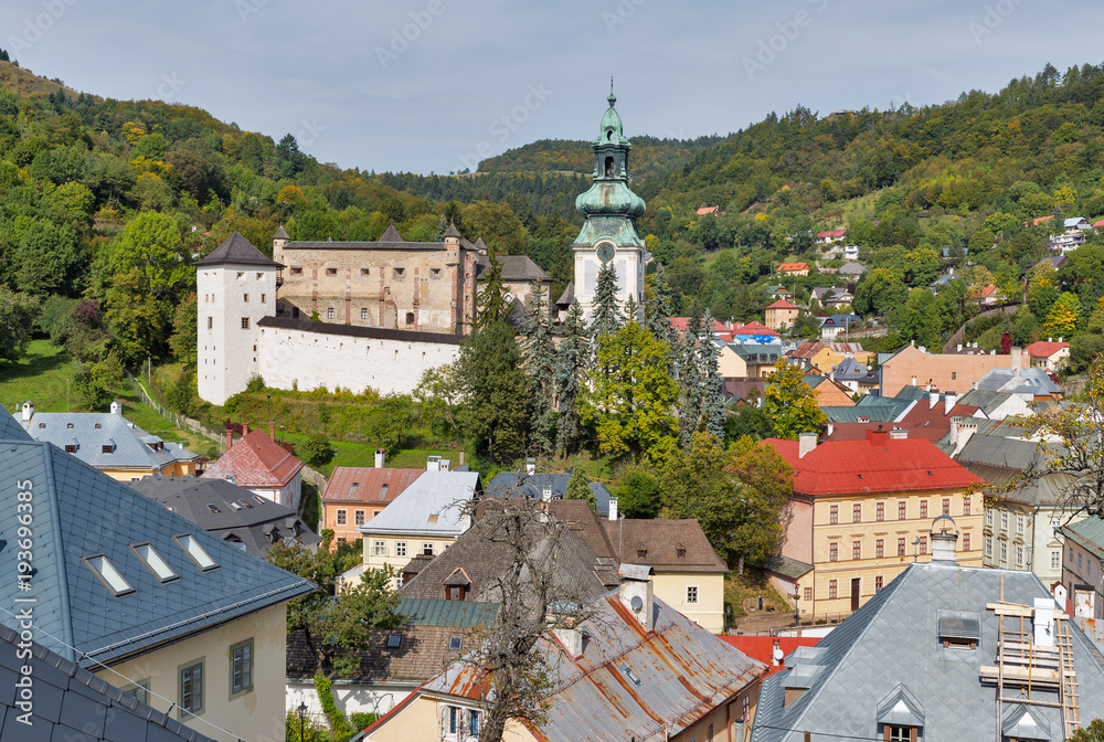 Banska Stiavnica townscape in Slovakia.