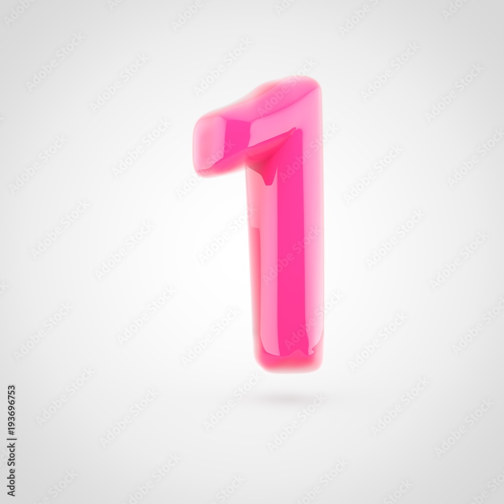 Pink number 1 filled with soft light isolated on white background. Pink number 1 filled with soft light isolated on white background.