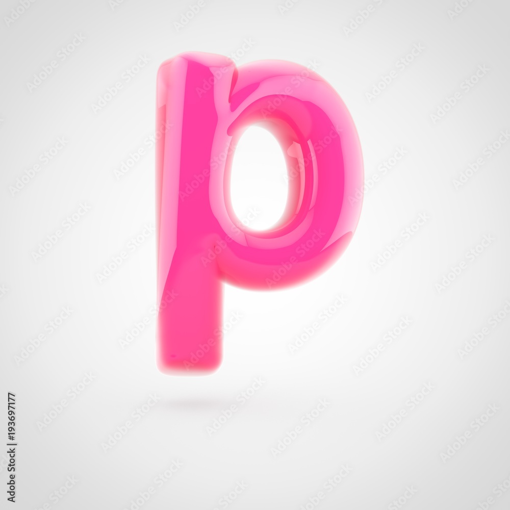 Pink letter P lowercase filled with soft light isolated on white background. Pink letter P lowercase filled with soft light isolated on white background.