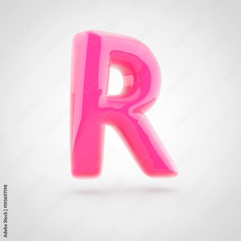 Pink letter R uppercase filled with soft light isolated on white background. Pink letter R uppercase filled with soft light isolated on white background.