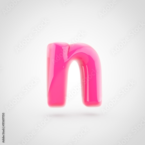 Pink letter N lowercase filled with soft light isolated on white background.