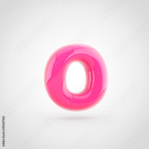 Pink letter O lowercase filled with soft light isolated on white background.