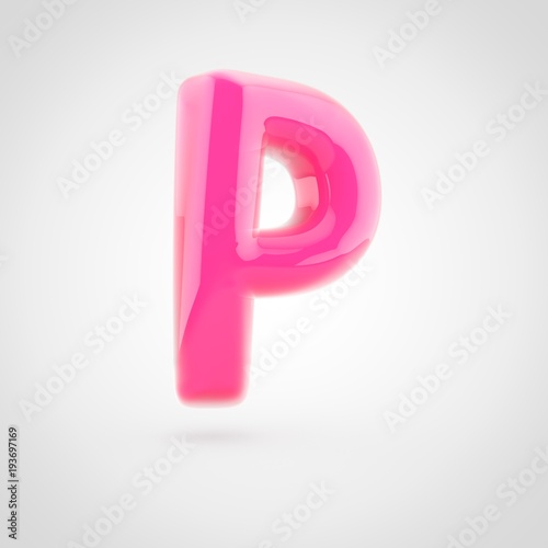 Pink letter P uppercase filled with soft light isolated on white background.