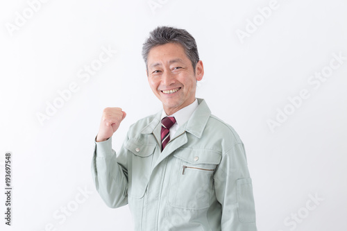 Foto 作業員　ガッツポーズ
