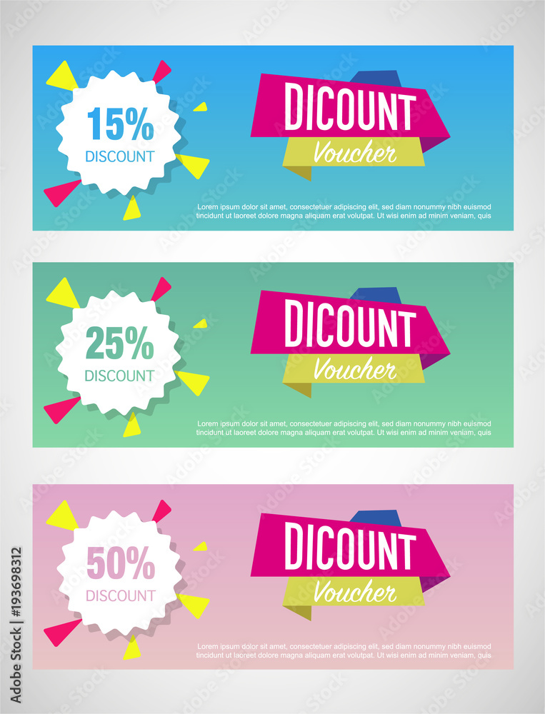 3 catchy discount vouchers, Vector graphic 3 catchy discount vouchers, Vector graphic