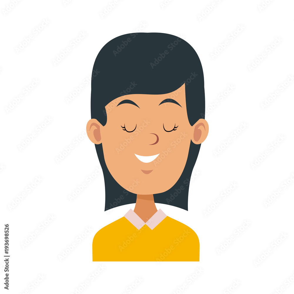 Woman smiling with eyes closed icon vector illustration graphic design Woman smiling with eyes closed icon vector illustration graphic design