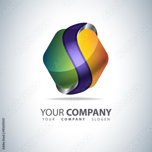 Logo 3D S Hexagon shape, Hi tech Concept, abstract vector template
