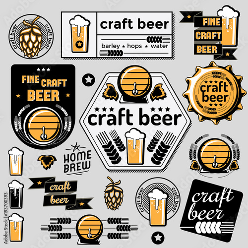 Set of vector craft beer emblems