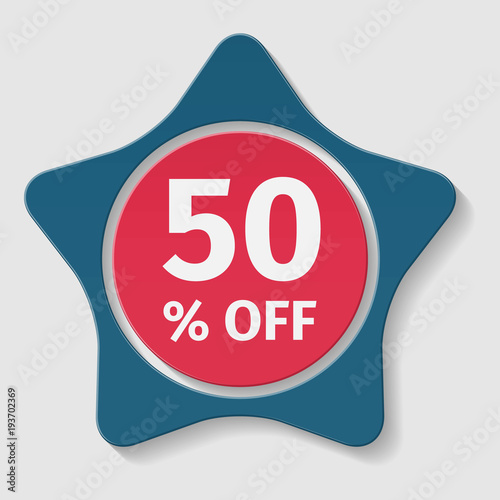 50 percent off, vector badge.