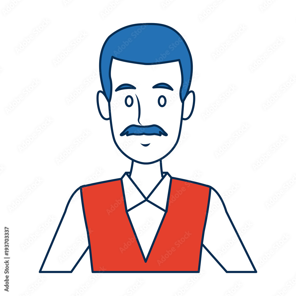 portrait man employee person character work vector illustration portrait man employee person character work vector illustration