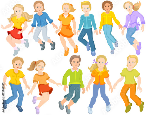 Happy children are jumping - set of jumping children