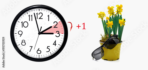 Daylight Saving Time. Change clock to summer time. photo