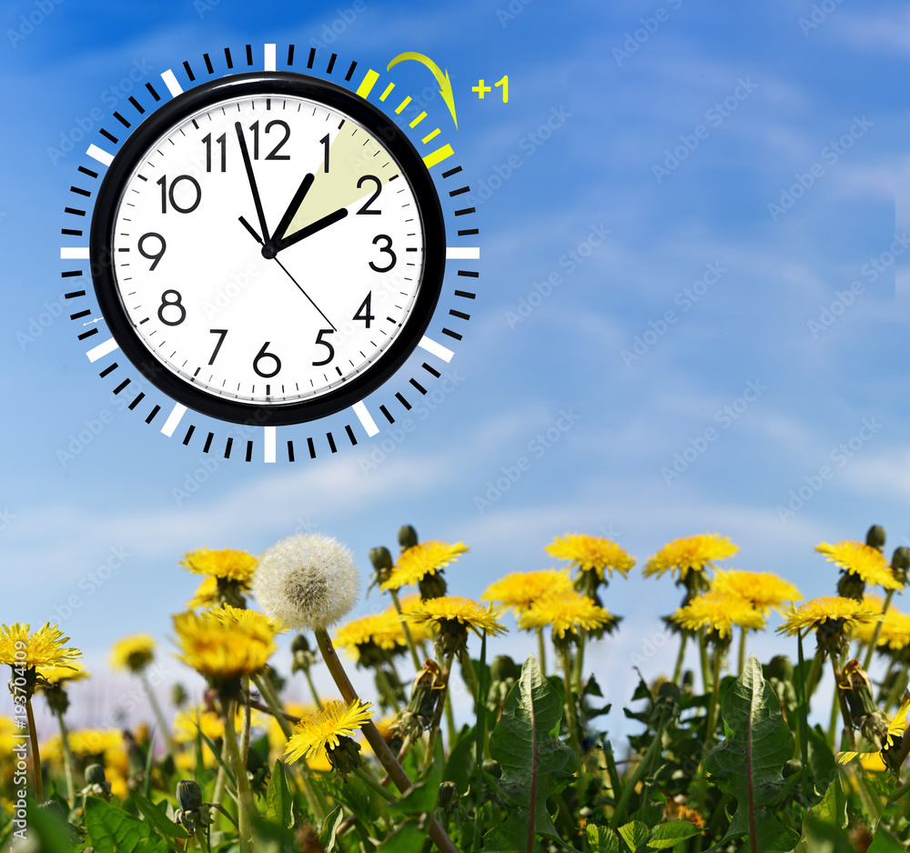 Daylight Saving Time. Change clock to summer time. Stock Photo