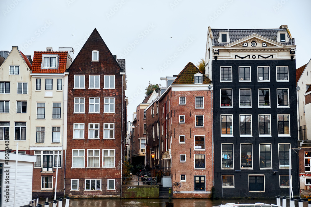 Traditional old buildings in Amsterdam, the Netherlands.