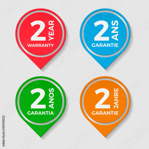 2 year warranty vector badge.