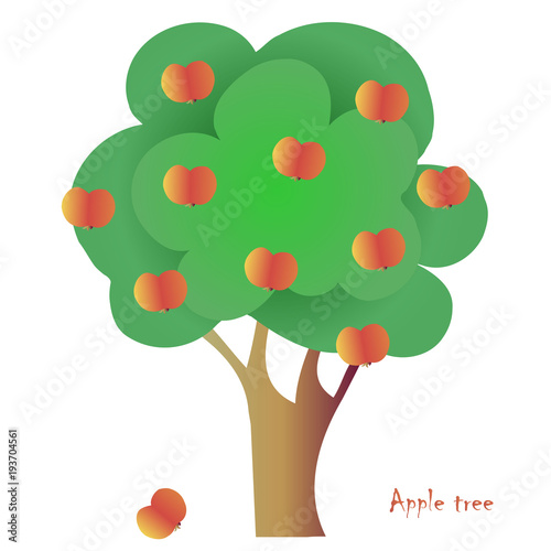 Vector apple tree for emblem, for icon, for decoration hand drawn stock vector illustration
