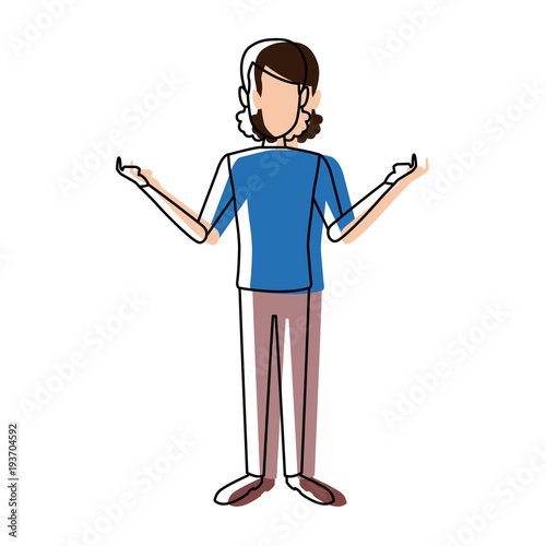 portrait of happy male painter artist painting with brush standing vector illustration