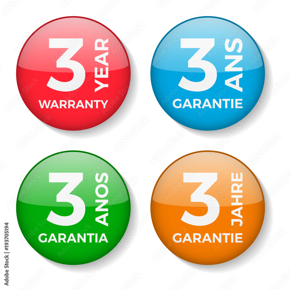 3 year warranty badge, vector. 3 year warranty badge, vector.