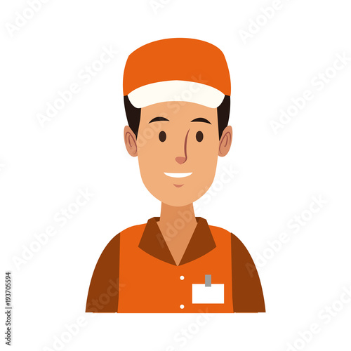 worker portrait of delivery man with cap vector illustration