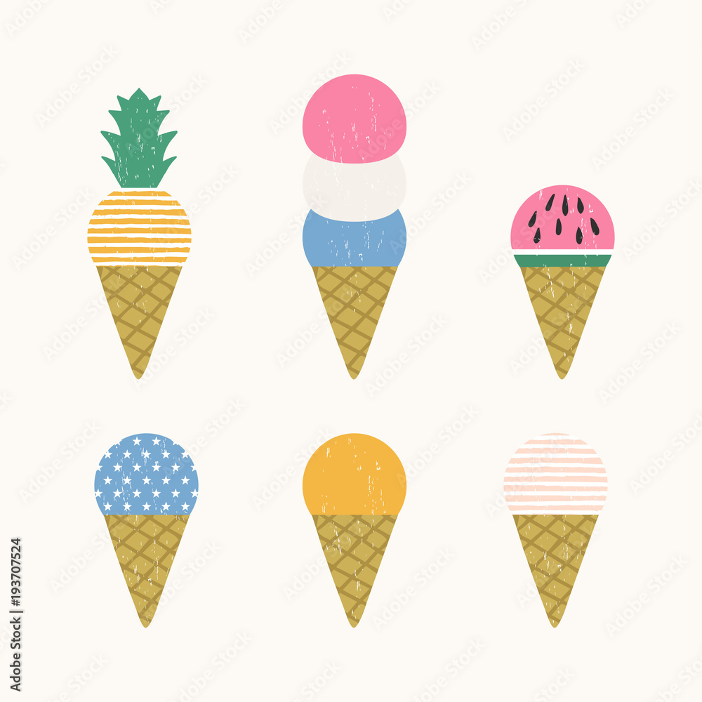 Ice cream clip art. Summer illustration. Stock Vector | Adobe Stock