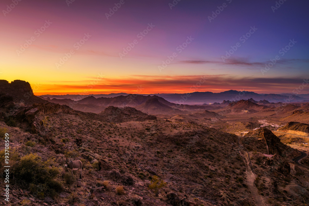 Sunset over the Black Mountains in Arizona