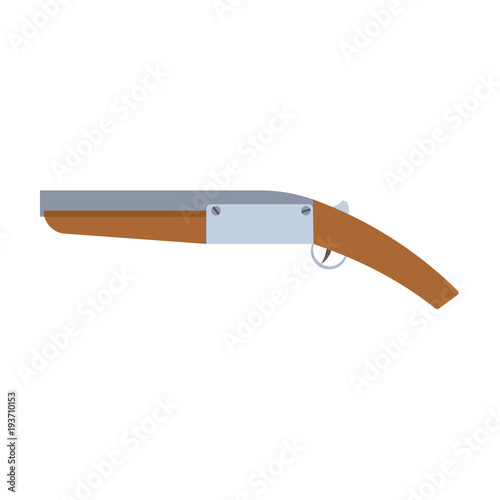 Pistol flintlock gun vector illustration firearm old isolated. Military barrel shot weapon icon. Handgun design