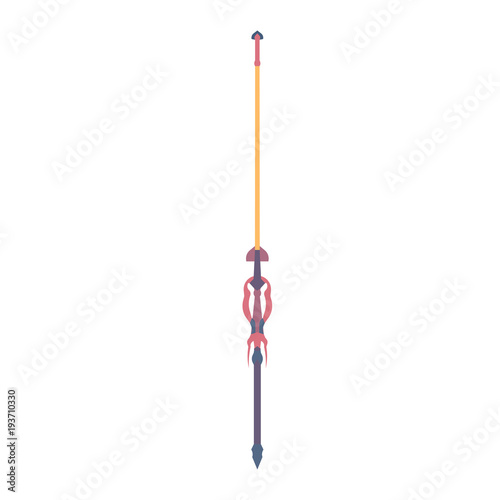 Staff weapon game vector magic fantasy ancient illustration. Isolated medieval icon cartoon stick war design