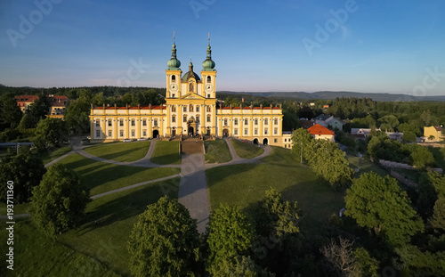 Aerial view on Pilgrimage Church of the Visitation of the Virgin Mary - pilgrimage site of European significance 