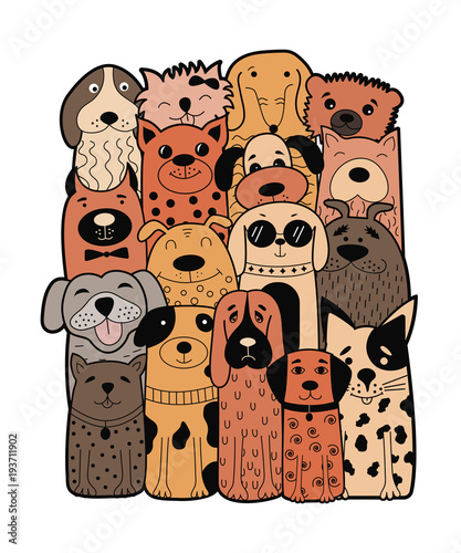 Cute dogs, doodle style.