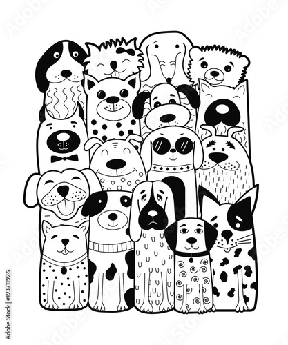 Cute dogs, doodle style.