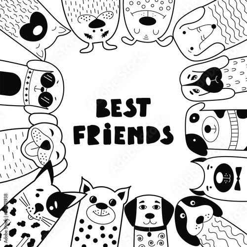 Cute dogs, doodle style.
