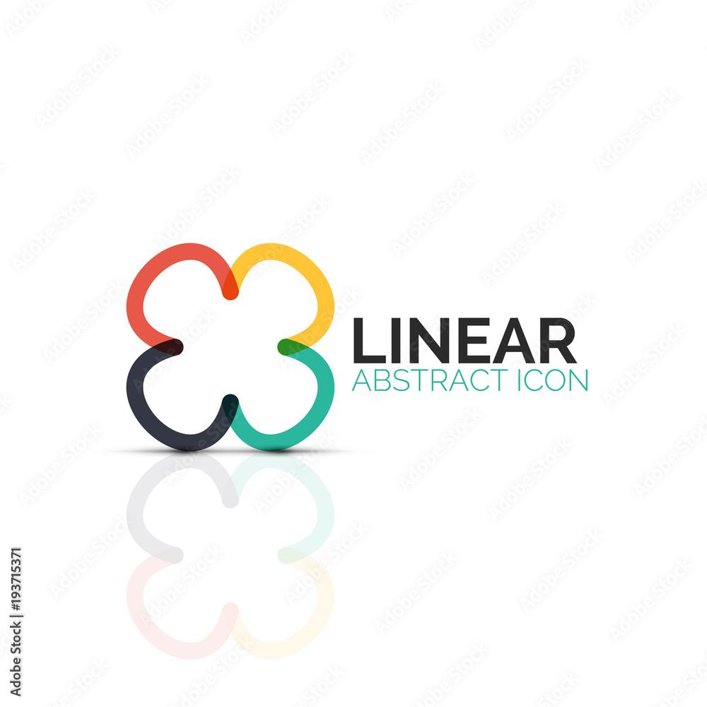 Abstract flower or star minimalistic linear icon, thin line geometric flat symbol for business icon design, abstract button or emblem