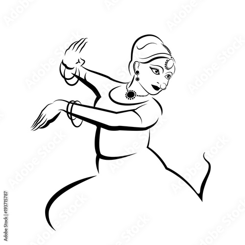 illustration in the form of an Indian dancing girl in the form of a symbol or logo