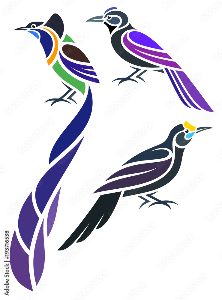 Obraz premium Stylized Birds - Birds-of-paradise