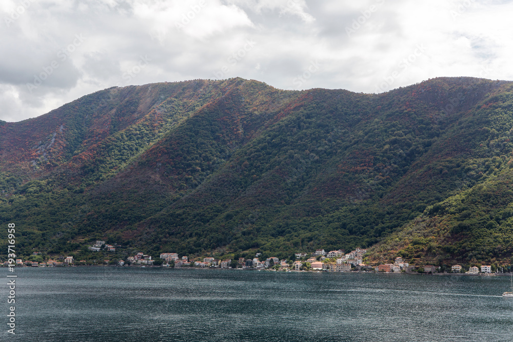 mountain in the town of Perast in Montenegro mountain in the town of Perast in Montenegro