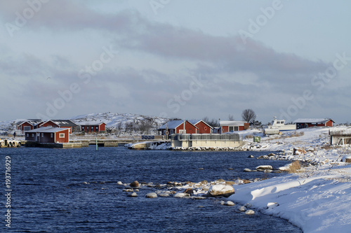 Harbour of the Jurmo Island in winter. Jurmo belongs to the Archipelago national park at the Baltic Sea in Finland.