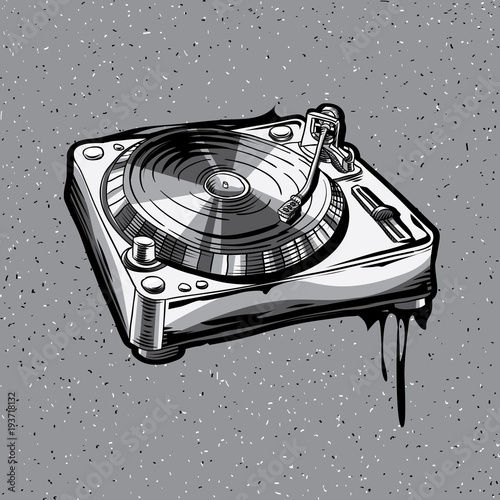 Vector turntable in graffiti style