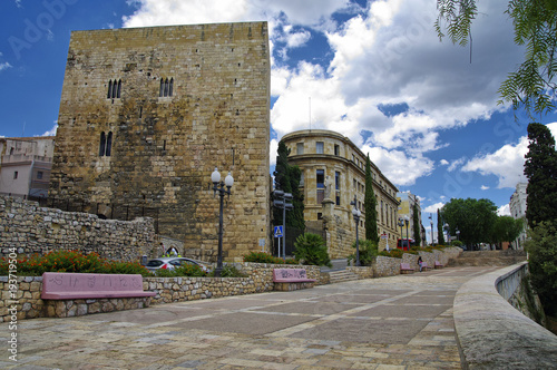 Deserted promenade leading to the Roman Amphitheater in Tarragona, Catalonia, Spain photo