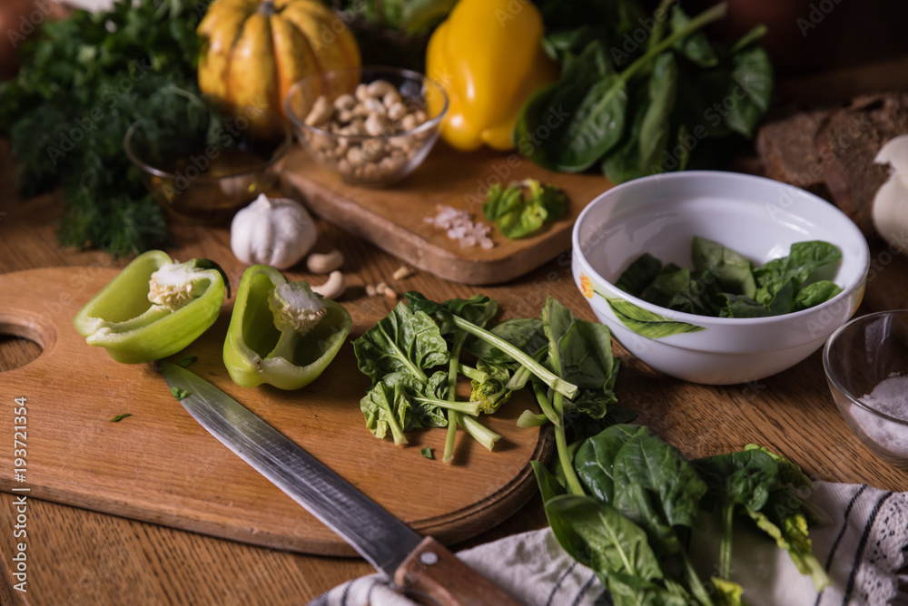 vegetables on the table