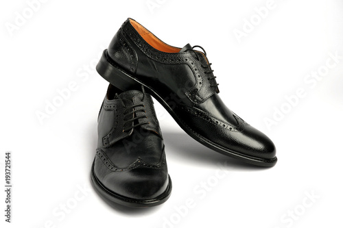 Male black shoes isolated on a white background