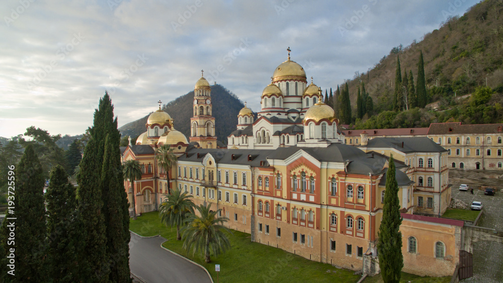 Landscape with views of the new Athos Christian monastery.