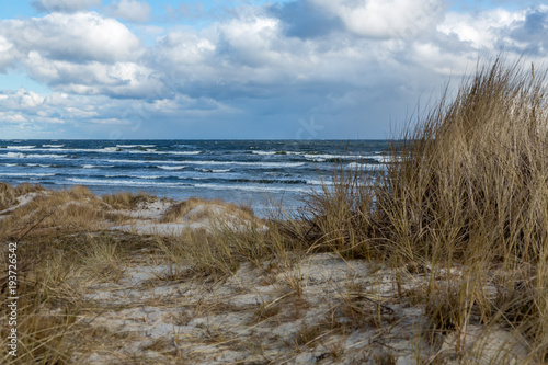 Blåsig vinterdag vid havet