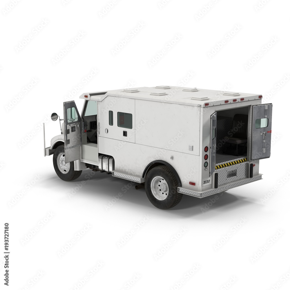 Armored Truck on white. 3D illustration, clipping path