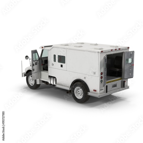 Armored Truck on white. 3D illustration, clipping path