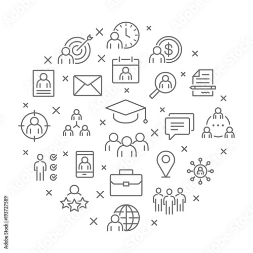 Collection of headhunting thin line icons