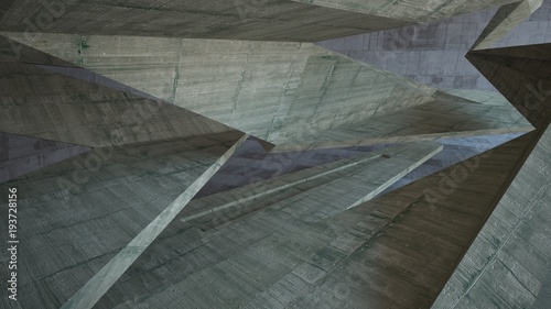 Abstract white and concrete interior. 3D illustration and rendering.