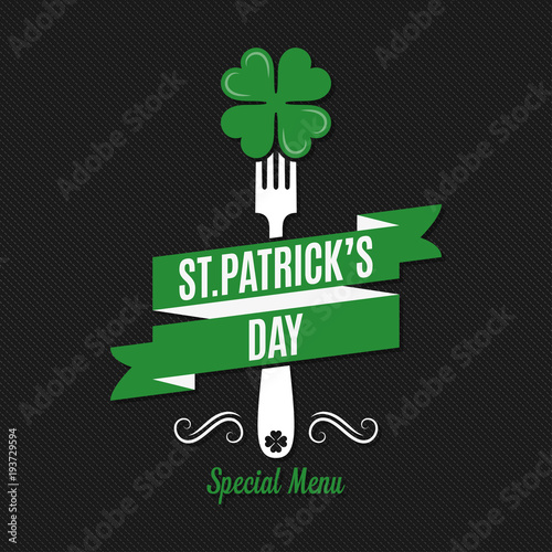 Patrick day food and drink menu on black background