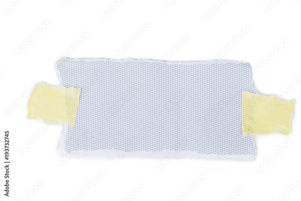 Obraz premium Pieces of torn note paper sheets with adhesive sticky tape stuck